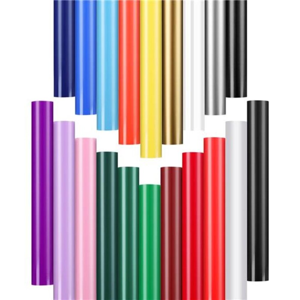 Permanent Vinyl - 20Pack Adhesive Vinyl Sheets Assorted Colors, Permanent Bundle